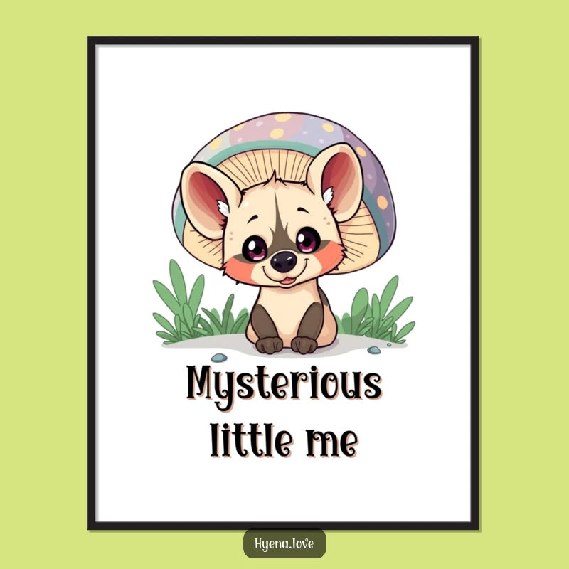 Funny Peeking Hyena Mushroom Digital Art: Bring Mysterious Joy to Your Walls