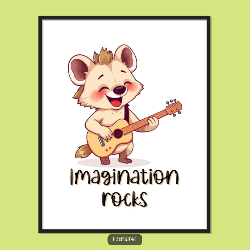 Funny Strumming Hyena Guitar Poster: Hilarious Art for Your Jam Space