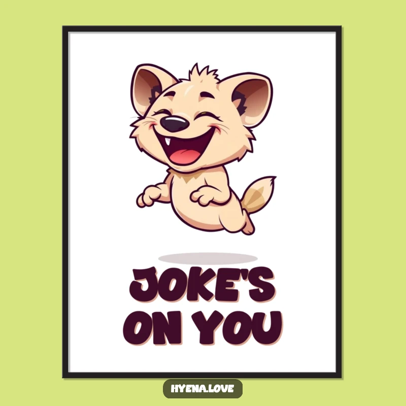 Funny Hyena Leap Poster - Joyful Wall Art Funny Gift