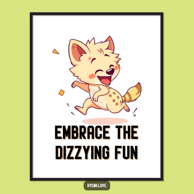 Free Printable Wall Art: Dizzy Hyena Tail Chase, Downloadable Funny Decor Art