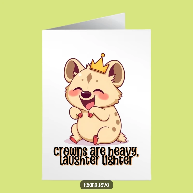 Free Printable Birthday Card: Giggling Hyena Crown Fun, Downloadable Laugh Gift