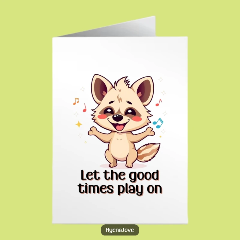 Free Printable Birthday Card: Hyena Juggling Notes, Musical Laughs, Downloadable Fun Gift
