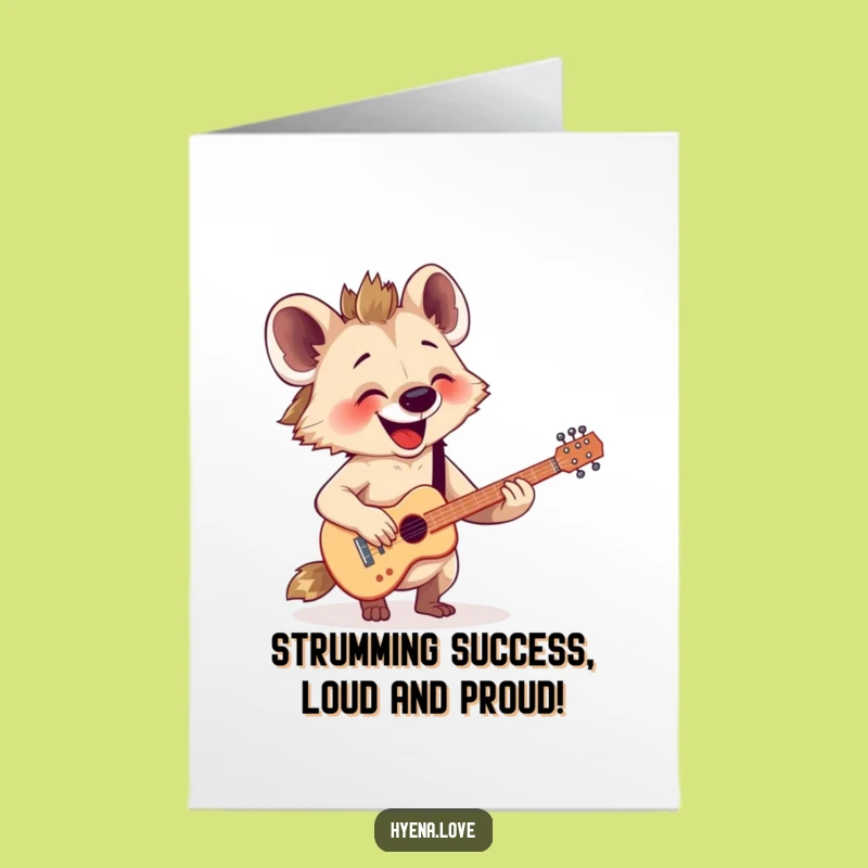Free Printable Congrats Card: Hyena Guitar Celebration, Rock Your Success, Downloadable Gift