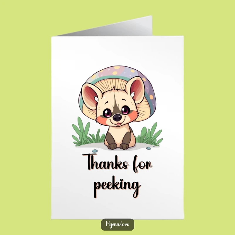 Free Printable Thank You Card: Mushroom Hyena Thanks, Funny Surprise Gratitude, Downloadable