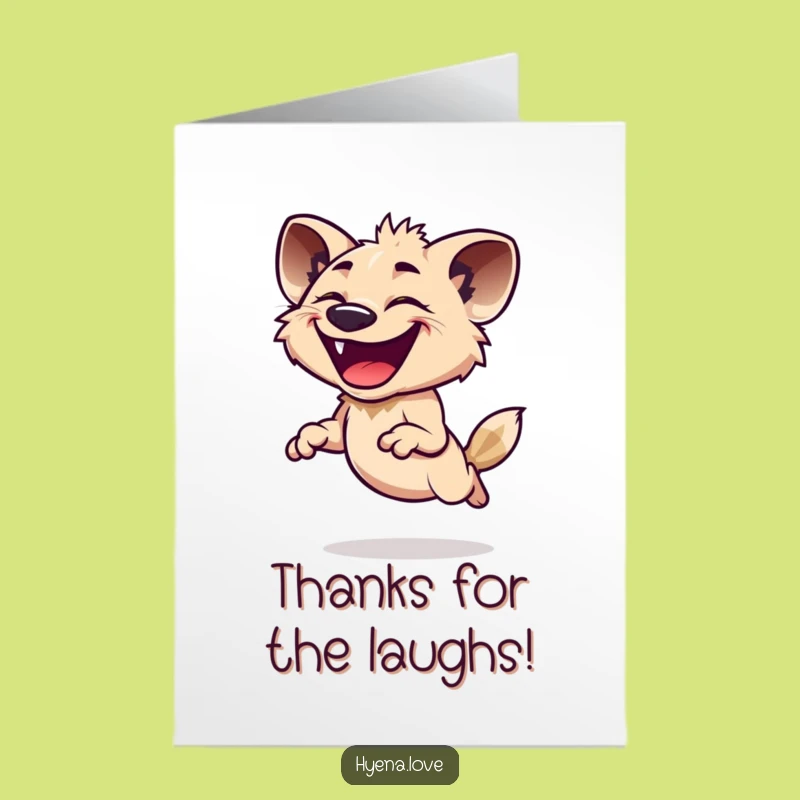 Funny Free Printable Thank You Card: Hyena's Joyful Leap of Gratitude