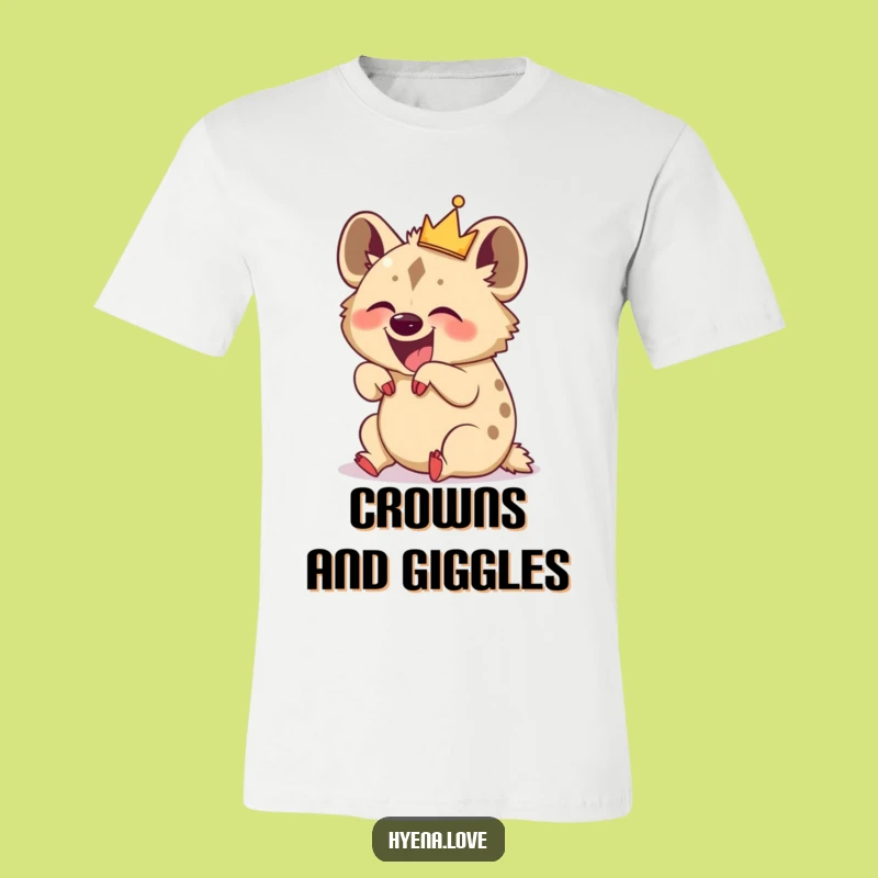 Funny Giggling Hyena Crown T-Shirt: Hilarious Apparel for a Joyful Spirit