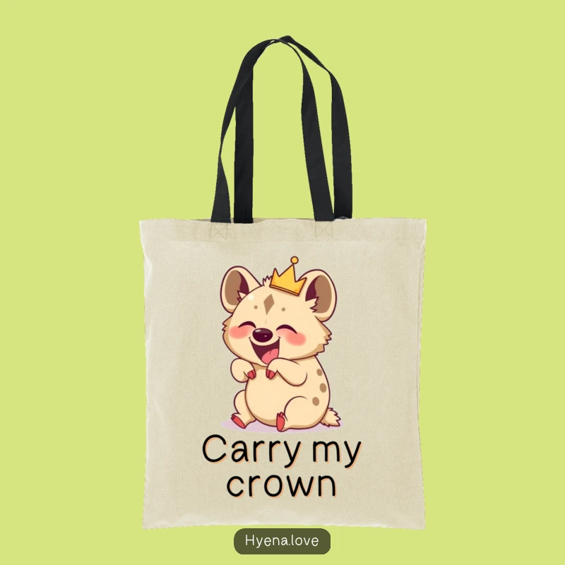 Funny Giggling Hyena Crown Tote Bag: Carry Your Laughs in Style