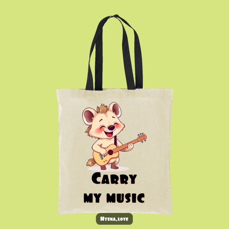 Funny Strumming Hyena Guitar Tote Bag: Carry Your Tunes and Joy